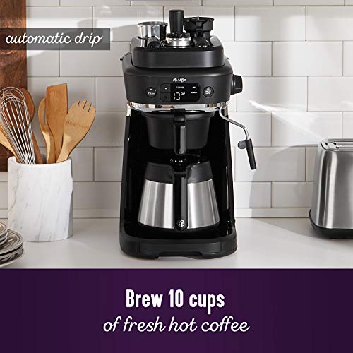 Mr. Coffee® All-in-One Occasions Specialty Pods Coffee Maker, 10-Cup Thermal Carafe, And Espresso With Milk Frother And Storage Tray, Black