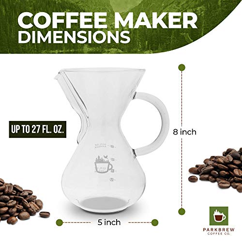  Ur Over Coffee Maker - Set Includes Glass Pourover Carafe (up To 27 Fl. Oz.), Heat Retaining Lid, And Reusable Coffee Filter Or Dripper