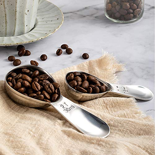  Stainless Steel Coffee Scoop--1T And 2T Measuring Scoop Set，Coffee Measuring Spoon For Measuring Coffee, Milk, Lemon Juice, And Olive Oil