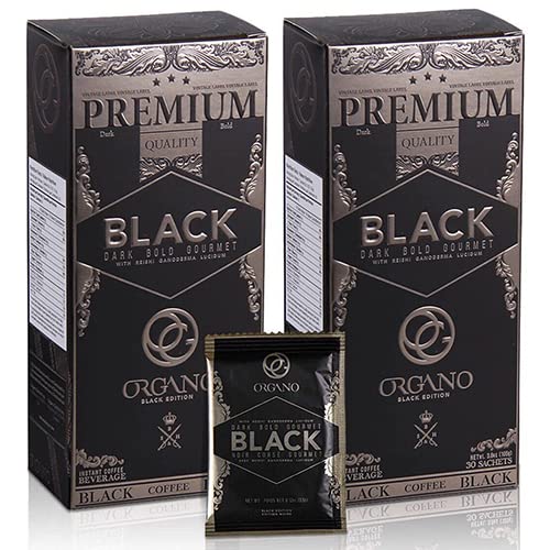  2 Box Organo Gold Gourmet Black Coffee, Organic 100% Certified, 105g - 30 Bags (3.5g)