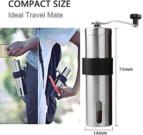  Manual Coffee Grinder, Portable Hand Coffee Grinder With Adjustable Setting, Conical Burr Mill Stainless Steel Coffee Grinder For Drip Coffee,French Press, Press Used In Home And Travel