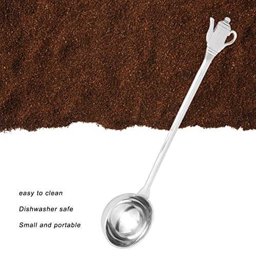  Stainless Steel Coffee Measuring Spoon, Long Handle Tablespoon Easy To Clean Reusable For Ground Coffee Espresso Coffee Beans Silver