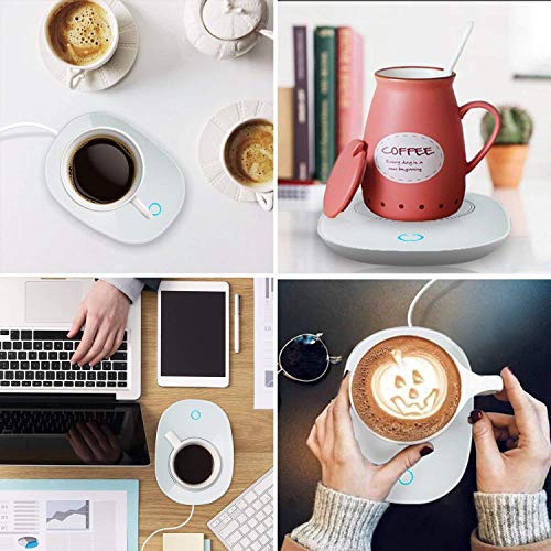  Ug Warmer Coffee Warmer With Automatic Shut Off To Keep Temperature Up To 131℉/ 55℃ With A Silicone Mug Cover Safely Use For Office/Home To Warm Coffee Tea Milk Candle Heating Wax (White)