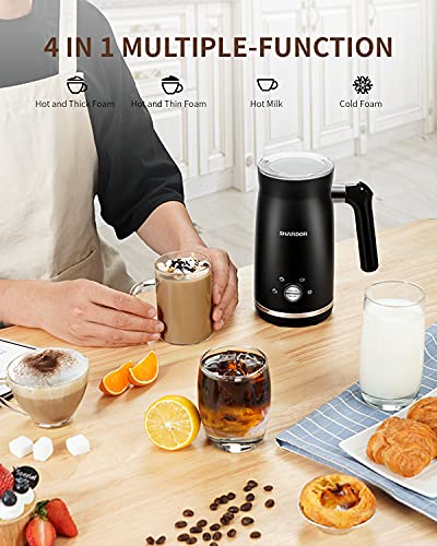  Electric Milk Frother And Steamer, 4 In 1 Large Capacity 10.2 Oz/300ml Cold/Hot Automatic Milk Frother & Warmer, Foam Maker For Coffee, Cappuccino, Latte, Macchiato, Chocolate