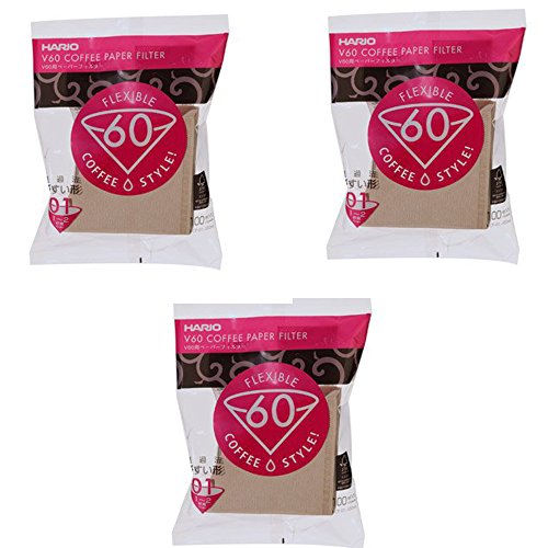  01 100-Count Coffee Natural Paper Filters, 3-Pack Set (Total Of 300 Sheets) (Japan Import) By Hario
