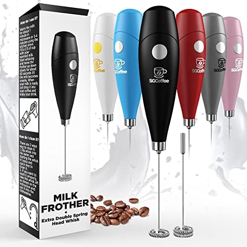  Powerful Double Whisk Milk Frother - Handheld Coffee Blender Frother For Lattes - Electric Whisk Mini Mixer, Milk Foamer Drink Stirrer, Foam Maker For Coffee, Frappe, Matcha, Cappuccino - Blue