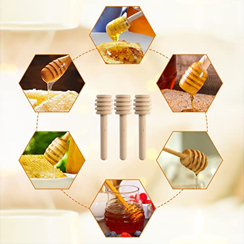  100 Pack Mini 3 Inch Portable Wooden Honey Dipper Sticks For Honey Jar Dispense Drizzle Honey, Wedding Party Favors