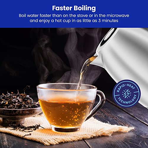  Electric Kettle, 1.7 Liter Stainless Steel Electric Tea Kettle Water Boiler With Automatic Shutoff, LED Lights, Boil-Dry Protection, Hot Water Electric Kettles For Boiling Water, Stainless