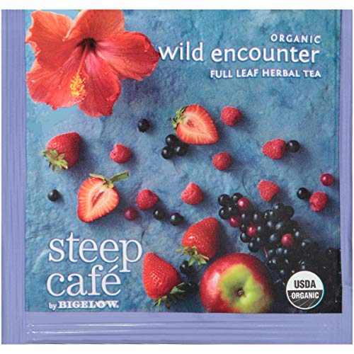  Steep Café Organic Wild Encounter Herbal Tea, 50 Bags Per Box, Single Source, Premium Whole Leaf Teas In A Sachet Pyramid Bag, Individually Wrapped In A Foil Pouch, Hot Or Iced, By Bigelow Tea