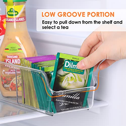  MaxGear Tea Bag Organizer Tea Bag Storage Tea Bag Holder Tea Box Clear Storage Bins For Sugar Packet, Coffee, Condiment, Spice Pouches In Kitchen, Cabinet, Countertop, Pantry, 10.4 X 3.5 X 3 Inch