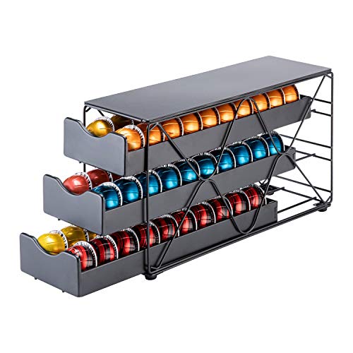  Ship For Nespresso Pod Holder Drawer Large Mullti Tier Coffee Pod Holder Vertuo (3 Tier (60Pods))
