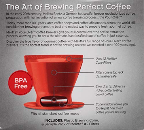 Melitta Filter Coffee Maker, Single Cup Pour-Over Brewer, Black, 1 Count