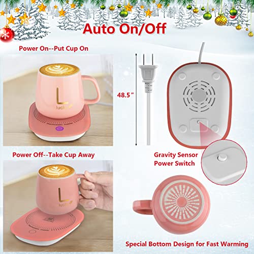  Coffee Mug Warmer With Mug, Coffee Cup Mug Warmer For Desk With Auto Shut Off, Mug Warmer Set For Desk Home Office-Birthday Mothers Day Coffee Gifts
