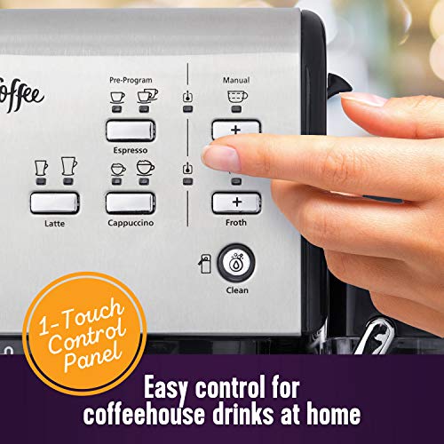 Mr. Coffee® Espresso And Cappuccino Machine, Programmable Coffee Maker With Automatic Milk Frother And 19-Bar Pump, Stainless Steel