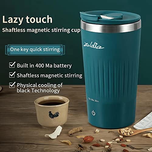  Self Stirring Coffee Mug, Auto Magnetic Cup With 3 Speed Mixing Function, Travel Coffee Mug With Shaftless Mixing Strong Power For Coffee, Chocolate, Mocha