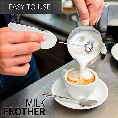  Electric Handheld Milk Wand Mixer Frother For Latte Coffee Hot Milk, Milk Frother For Coffee, Egg Beater, Hand Blender, Coffee Beater With Stand (Chocolate)