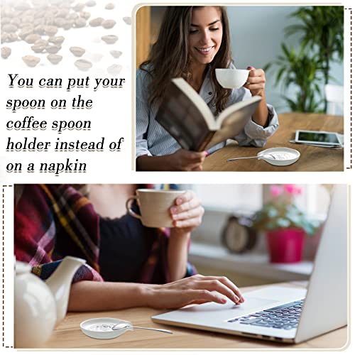  4 Pieces Coffee Spoon Rest And Spoon Funny Coffee Quote Ceramic Coffee Spoon Holder Rests For Coffee Station Decor Stove Top Countertop Kitchen Accessories Nice Present For Coffee Lovers