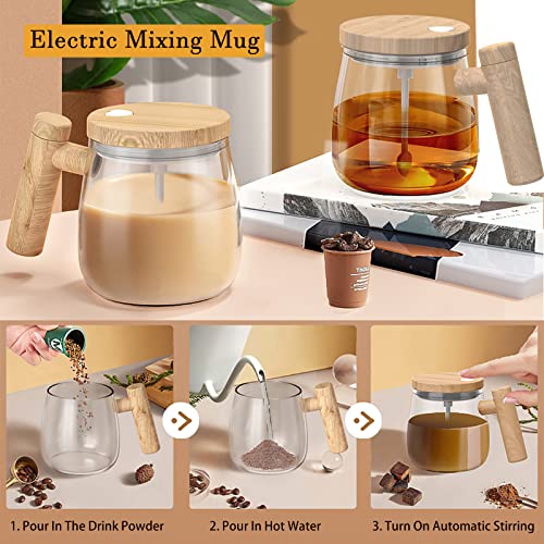  FOXNSK Self Stirring Mug, Electric Mixing Cup Self Stirring Coffee Mug High Borosilicate Glass Mixing Coffee Mug Rotating Home Office Travel Stirring Cup Suitable For Coffee/Milk/Protein Powder