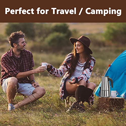  Ffee Pot, Stainless Steel Moka Pot Italian Coffee Maker 9 Cup/15 OZ Stovetop Espresso Maker For Gas Or Electric Ceramic Stovetop Camping Manual Cuban Coffee Percolator For Cappuccino Or Latte