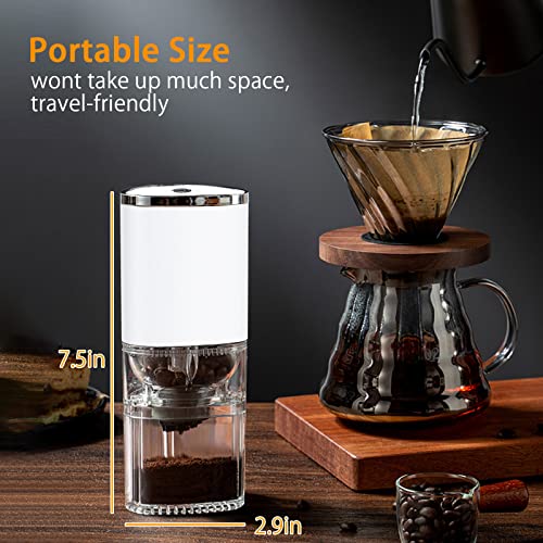  Burr Coffee Grinder, Rechargeable Small Electric Cafe Grind Adjustable Burr Spice Grinder Simple One-Touch Operation Burr Mill From Espresso To French Press
