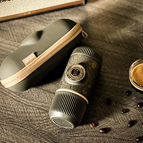 Wacaco Nanopresso Portable Espresso Maker Bundled With Protective Case, Upgrade Version Of Minipresso, 18 Bar Pressure, Portable Travel Coffee Maker, Manually Operated (Nanopresso Dark Soul Grey)