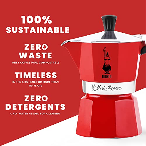 Bialetti 6 Cup Moka Stovetop Espresso Maker, Red