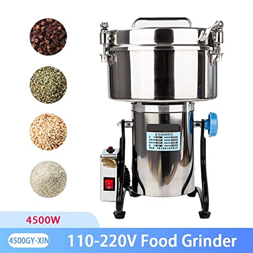  Edicine Flour Powder Crusher Coffee Grinder 4500W 430 Stainless Steel Commercial Powder Crusher High Speed Intelligent (Color : 4500GY-XIN, Size : US_220V)