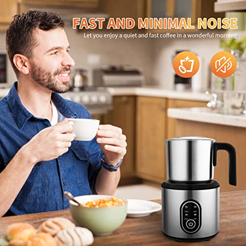  Detachable Milk Frother,12OZ /350ML Electric Milk Steamer Stainless Steel With Hot & Cold Foam Function For Latte, Cappuccino, Hot Chocolate