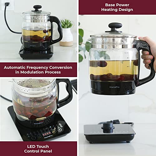  UCHEPRO KPYSH1800 Health-Care Beverage Tea Coffee Maker And Multi-Function Kettle, 22-in-1 Programmable Brew Cooker Master, 1.8 L, Black, Glasses
