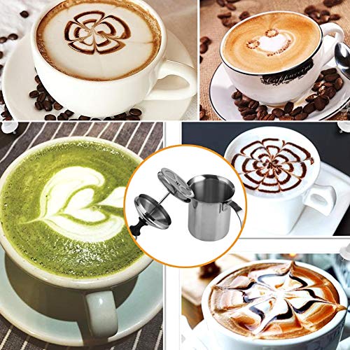  Stainless Steel Manual Milk Frother Mesh Coffee Cappuccino Foamer Creamer(800ML)