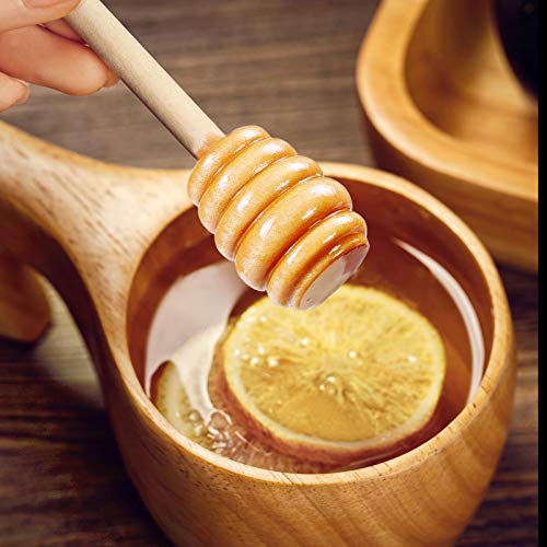  Honey Dippers 6 Inch, 20PCS Premium Wooden Honey Stirrer For Honey Jar Dispense Drizzle Honey And Wedding Party Gift