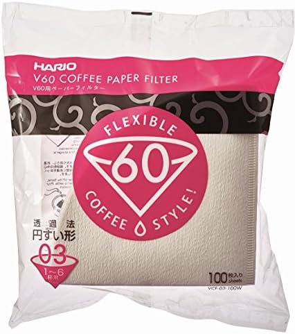 Hario V60 Paper Coffee Filters Single Use Pour Over Cone Filters Size 02 White, 100 Count, 2-pack