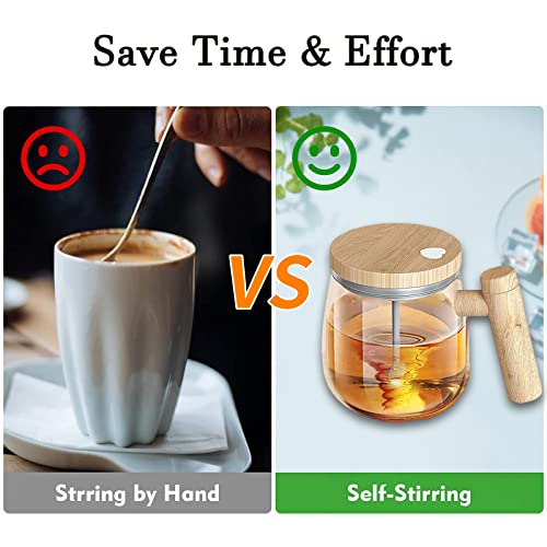  FOXNSK Self Stirring Mug, Electric Mixing Cup Self Stirring Coffee Mug High Borosilicate Glass Mixing Coffee Mug Rotating Home Office Travel Stirring Cup Suitable For Coffee/Milk/Protein Powder