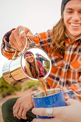 GSI Outdoors 6 Cup Stainless Steel Moka Stovetop Espresso Coffee Pot For Camping, Travel And Cabin