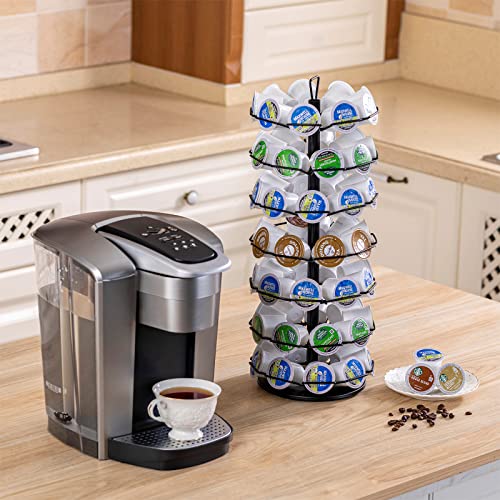  ZCDCP K Cup Holder, Keurig Coffee Pods Carousel With 360 Degree Rotation, 7 Tiers Coffee Pods Storage Carousel Holder For 63 Pods, Matte Black