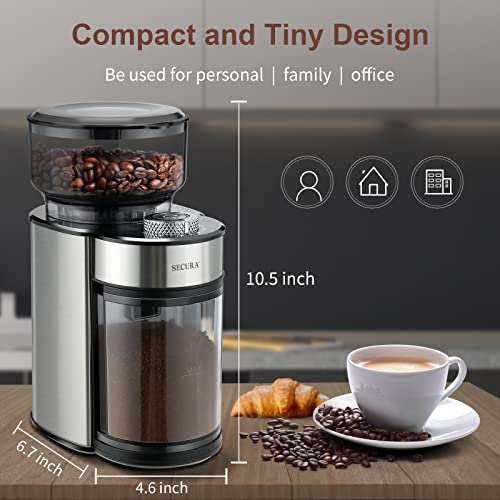  Conical Burr Coffee Grinder, Electric Coffee Bean Grinder With 25 Precise Grind Settings, Stainless Steel Adjustable Burr Mill For Drip Coffee, French Press & Espresso, 2-12 Cups