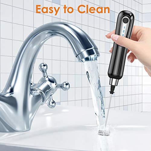  EBRE Electric Milk Frother, Handheld Rechargeable 3 Speed Foam Maker Blender Mixer With Durable Stainless Stand For Coffee, Latte, Cappuccino, Hot Chocolate, Black