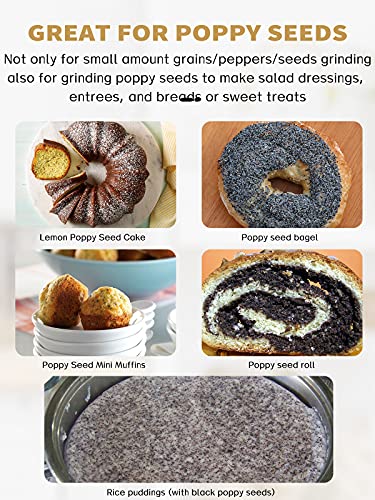  Grain Mill Hand Poppy Seed Grinder Mill Stainless Steel Coarseness Adjustable Table Clamp Hand Crank 50g Small Hopper For Pepper Corn Wheat Barley Soybeans Chickpeas Bird Feed