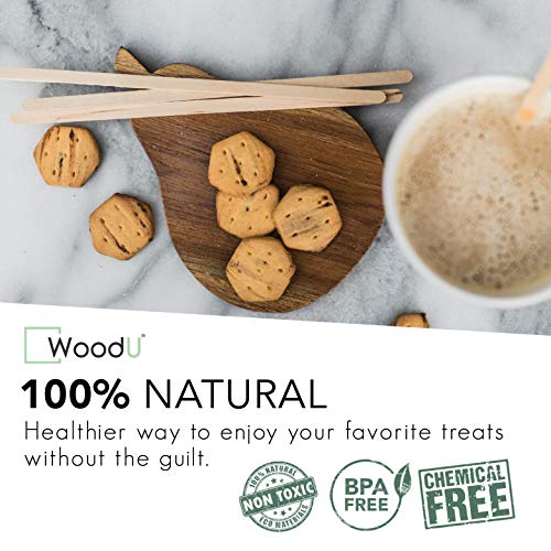  WoodU Disposable Coffee Stir Sticks 7"- Sturdy Round End Compostable And Biodegradable Brich Wood Tea Stirrers- 100% Ecofriendly Wooden Stirring Sticks For Hot Drinks