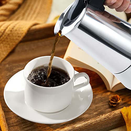 Stovetop Espresso Maker Stainless Steel Italian Coffee Maker Moka Pot Induction-Capable Moka Coffee Machine Cafe Percolator Maker, Silver (12-Cups, 20oz/600ML)-Mother's Day Gifts