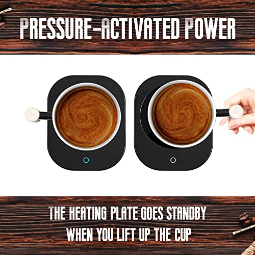  Mug Warmer With Mug Set - HOWAY Coffee Cup Warmer For Desk Auto Shut Off Keeps Tea Warm And Hot, 2 Temperature Settings