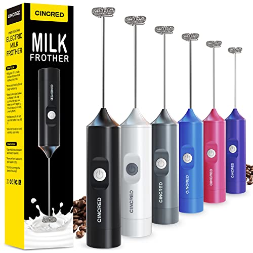  Updated Milk Frother - Hand Operated Battery Powered Frother For Coffee, Electric Whisk, Foam Maker And Drink Mixer For Your Latte, Cappuccino, Frappe, And Hot Chocolate (Black)