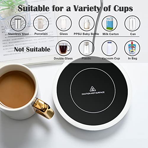  Ug Warmer For Coffee And Tea, Midgod Electric Beverage Warmers For Travel, Office Home Desk Use, Smart Thermostat Coaster Keep Coffee, Beverage, Milk, Tea And Hot Chocolate Warm (White)