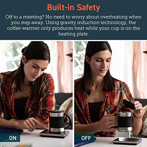  Mug Warmer & Coffee Cup Warmer For Desk Coffee Gift, Beverage Heater For Home And Office Use, Pressure Sensor Technology, Auto Shut Off, Digital Temp Control, 77-194℉, Silver
