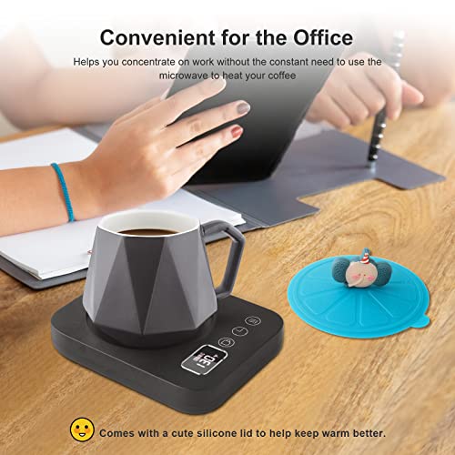  Mug Warmer, ANBANGLIN Coffee Warmer For Desk With Gravity Sensor, Coffee Mug Warmer With 2/4/6/8/10/12H Auto Shut Off, Coffee Cup Warmer With 3 Temp Settings, LED Display, A Cup Lid Included