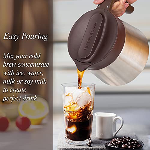  Cold Brew Coffee Maker, 1.8L/61oz, Premium Quality Stainless Steel Pot And Filter, Perfect For Homemade Iced Coffee