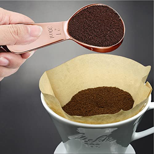  Short Handle Coffee Scoop For Ground Coffee Rose Gold 2 Tbsp Stainless Steel Measuring Coffee Spoon Coffee Bean Tea Sugar Flour Liquid