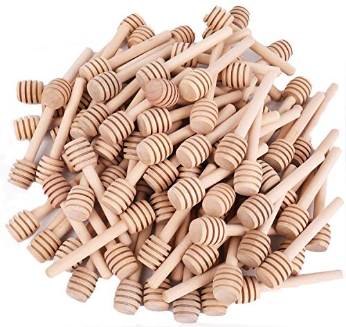  100 Pack Mini Wooden Honey Dipper Sticks - 3 Inch Honey Dippers Server For Honey Dispense Drizzle Honey And Wedding Party Favors