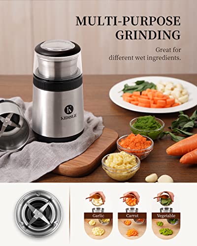  Coffee Grinder Electric, Herb Grinder, Spice Grinder, Coffee Bean Grinder, Espresso Grinder With 2 Removable Stainless Steel Bowl,Silver