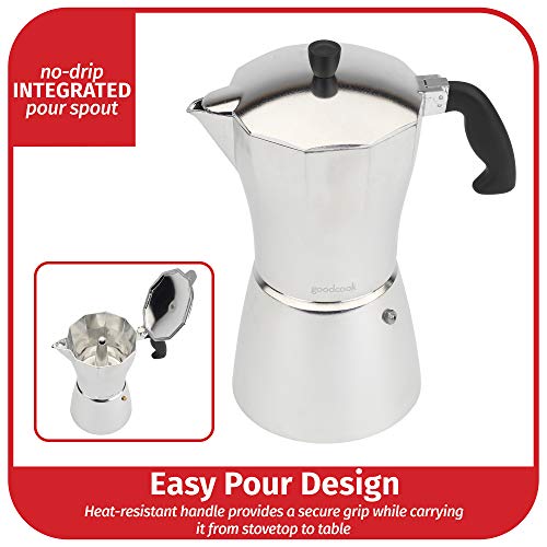  Koffe 12-Cup Aluminum Stovetop Moka Pot Espresso Maker, Silver